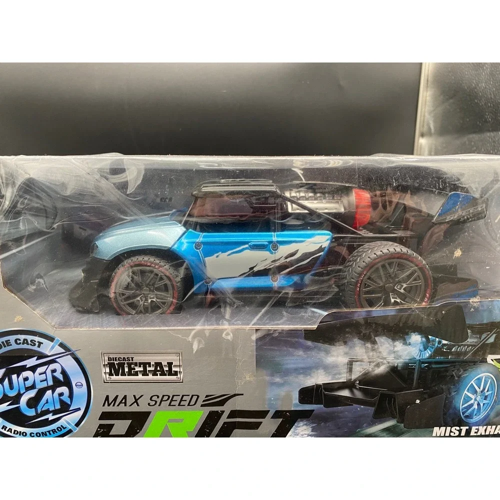 Super Car Die Cast Metal RC Drift Car Blue Mist‎ Exhaust High Speed 279-7066 NEW